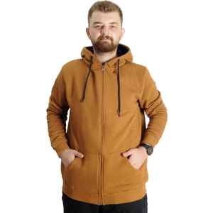Mode Xl Büyük Beden Erkek Sweat Kapşon Cep Zippered Basic 20543 Camel
