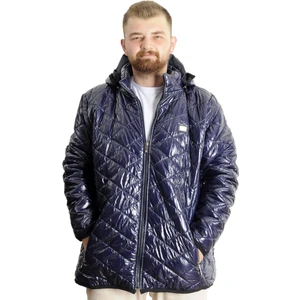 Büyük Beden Erkek Kapüşonlu Mont Kapitone 23636 Indigo
