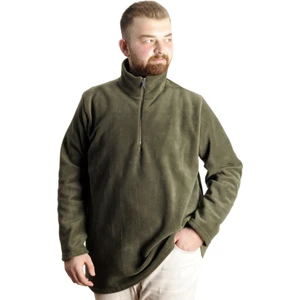 Erkek Sweat Polo Yaka Yarım Fermuarlı Polar 22548 Haki