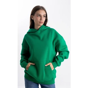 Pull The Hood Unisex Oversize Yeşil Kapşonlu Sweatshirt