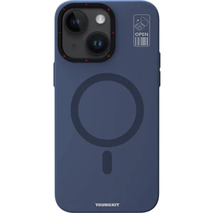 iPhone 15 Uyumlu Kılıf Magsafe Şarj Özellikli Standlı Youngkit Hermit Bracket Serisi Kapak Mavi