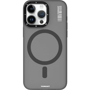 iPhone 15 Pro Max Uyumlu Kılıf Magsafe Şarj Özellikli Youngkit Hidden Sand Serisi Kapak Gri