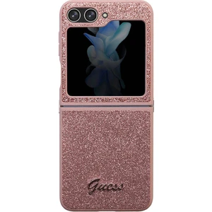 Galaxy Z Flip 5 Uyumlu Kılıf Guess Orjinal Lisanslı Yazı Logolu Glitter Script Kapak Pembe