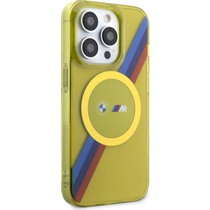 iPhone 15 Pro Max Kılıf Bmw Magsafe Şarj Özellikli Transparan Tricolor Stripes Orjinal Lisanslı Sarı