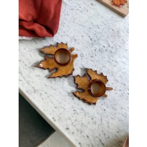 Artistic Quality Dekoratif Çınar Yaprak Figürlü, Kahve Renklerinde Çay Kahve Fincanı Seti 2 Kişilik