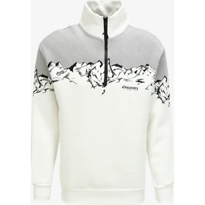 Discovery Expedition Kırık Beyaz Erkek Bato Yaka Loose Fit Baskılı Sweatshirt D3WM-SWT23