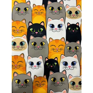 Enesar Home Hayvan Desenli Kedi Desenli Dijital Baskı Döşemelik Kumaş