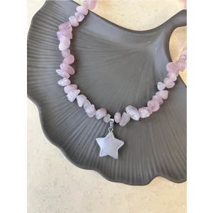 Pembe Kuvars Yıldız Kolye