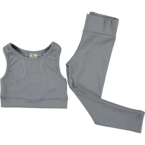 377992 Damla Crop Spor Takım 5/13 Yaş - Gri - 5-6 Yaş - BSK41X00008574-53004