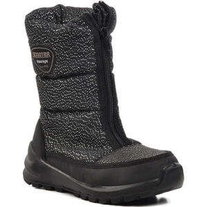 F7447-F Siyah Simli Içi Kürklü Su Geçirmez Çocuk Kar Botu