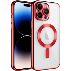 iPhone 15 Pro Max Kılıf Magsafe Özellikli Metal Lazer Silikon Kapak