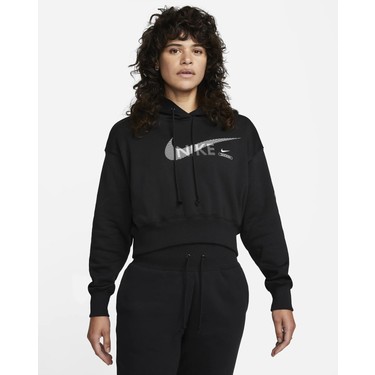 Nike Sportswear Swoosh Fleece Kad n Kapu onlu Siyah Fiyat