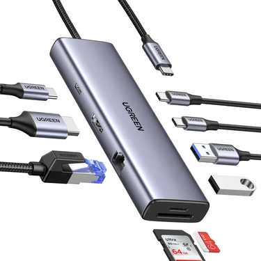 Ugreen Type-C To 2*usb 3.0 2*usb-C 4K/60Hz HDMI Gigabit Ethernet Sd Tf Kart Okuyucu Çoklayıcı Hub