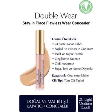 Estee Lauder Kapatıcı - Double Wear Stay-in-Place Flawless Wear Concealer - Renk: 2C Light Medium