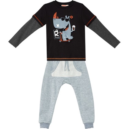 Rhino Erkek Çocuk Siyah T-Shirt Eşofman Altı Takım modelleri