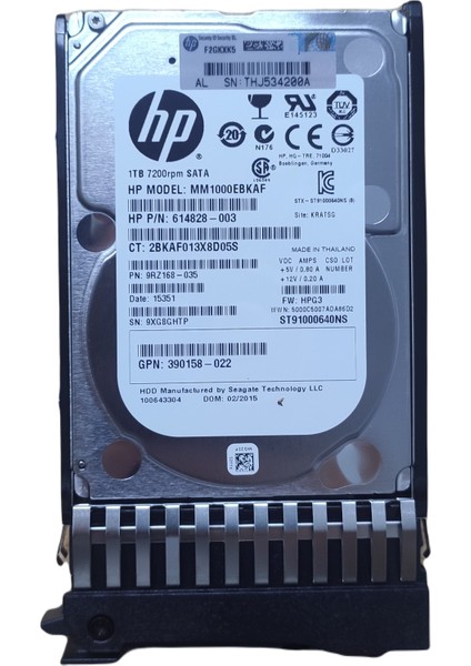 626162-001 Hp 1 Tb 3g 7,2k Rpm 2,5 Sata Mdl MM1000EBKAF