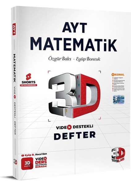 3D Yayınları AYT Matematik Defter Video Destekli