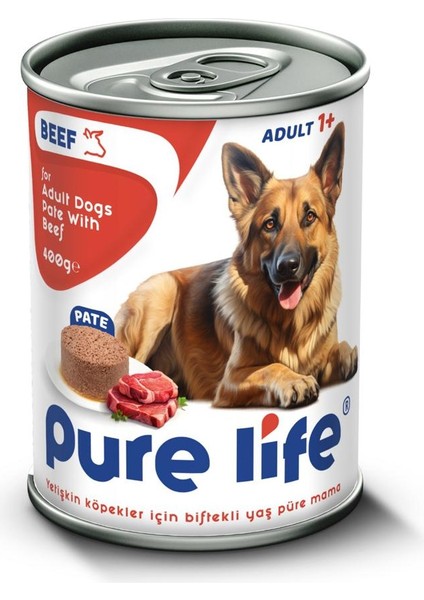 Pure Lıfe Yetişkin Köpek ( Beef ) Sığır Etli Yaş Püre Mama 400 gr x 20 Adet