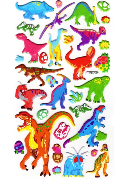 Sticker Kabartmalı Stiker Defter Planlayıcı Etiket LBU-001 - 17X9 cm - Dinozor