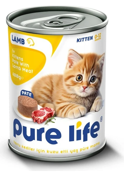 Pure Lıfe Yavru Kedi Kuzu Etli Yaş Püre Mama 400 gr x 20 Adet