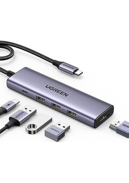 USB-C To HDMI+3*USB 3.0 A+PD Power Converter - 15596