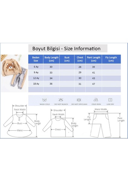 Ayıcık Figürlü Peluş Kışlık Erkek Bebek Takım
