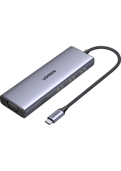 Type-C To 3*usb 3.0 4K/30Hz HDMI VGA Gigabit Ethernet Sd Tf Kart Okuyucu Çoklayıcı Hub Adaptör