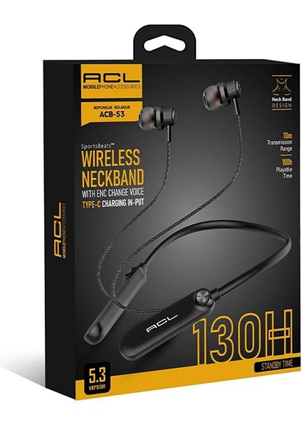 Acb-53 Bluetooth Kulaklık 100 Saat Müzik Dinleme Suresi