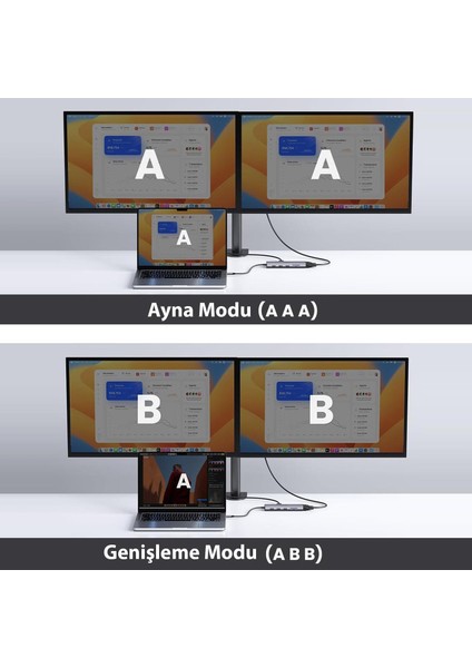 Type-C To 3*usb 3.0 4K/30Hz HDMI VGA Gigabit Ethernet Aux Sd Tf Kart Okuyucu Çoklayıcı Hub Adaptör