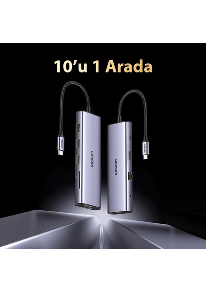 Type-C To 3*usb 3.0 4K/30Hz HDMI VGA Gigabit Ethernet Aux Sd Tf Kart Okuyucu Çoklayıcı Hub Adaptör