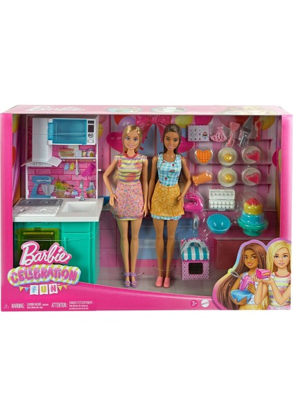 HJY94 Barbie Brooklyn ve Malibu Pasta Yapıyor Oyun Seti