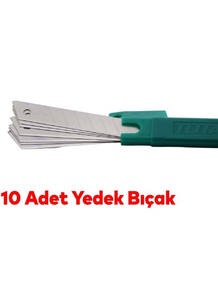 Ölçü ve Maket Bıçağı Seti Şerit Metre Halı Kesme Maket Bıçağı Yedek Bıçak 10'lu Total TOS23037E