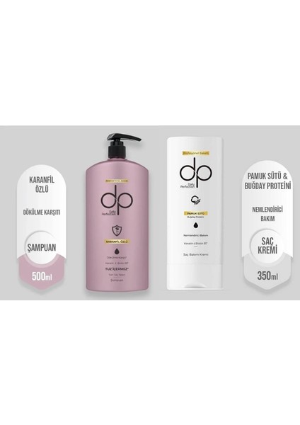 Daily Perfection Karanfil Özlü 500 ml Tuzsuz Şampuan + Pamuk Sütü Buğday Proteini Saç Kremi 350 ml