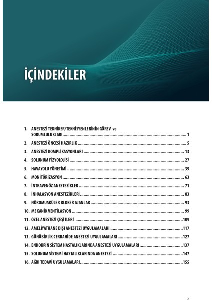 Teknisyenler Teknikerler ve Sağlık Okulları İçin Anestezi Temel Bilgiler