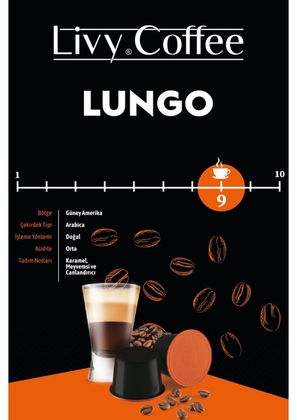 Livy Coffee Nespresso® Uyumlu Kapsül Kahve Lungo 10 Kapsül