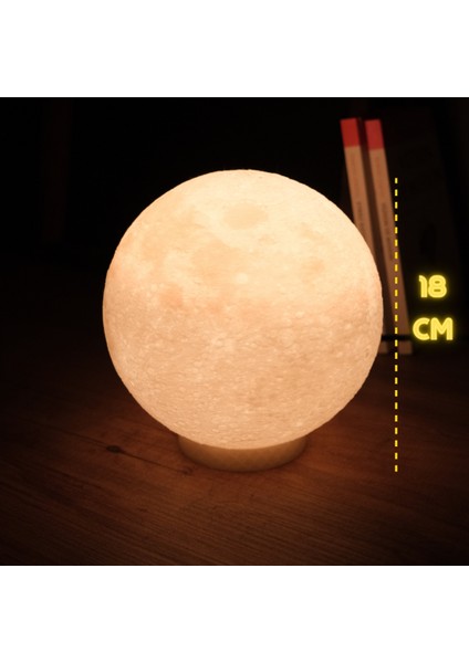 18 Cm Tek Renk Ay Küresi neon led lamba hediyelik eşya avize masa lambası gece lambası moon yılbaşı hediye