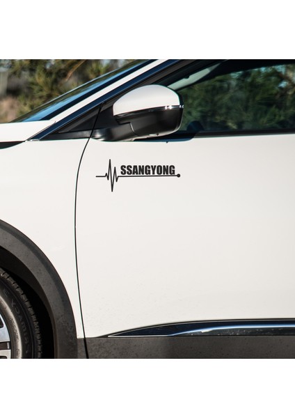 Ssangyong Uyumlu Kapı ve Çamurluk Uyumlu Araç Markalı Sticker Seti - 2li Set - K Atatürk Imza Hediyeli