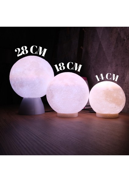 18 Cm Renkli Rgb Ay Küresi neon led lamba hediyelik eşya avize masa lambası gece lambası moon yılbaşı hediye