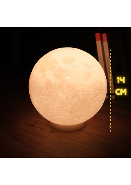 14 Cm Tek Renk Ay Küresi neon led lamba hediyelik eşya avize masa lambası gece lambası moon yılbaşı hediye