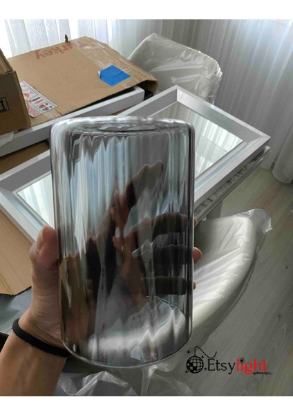 Dora Black Füme Glass Lüx 3, Antre Avize, Salon Avize, Oturma Odası Avize, Cam Avize
