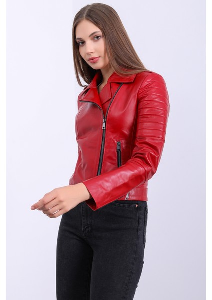 Kadın Kırmızı Hakiki Deri Mont fiyatları