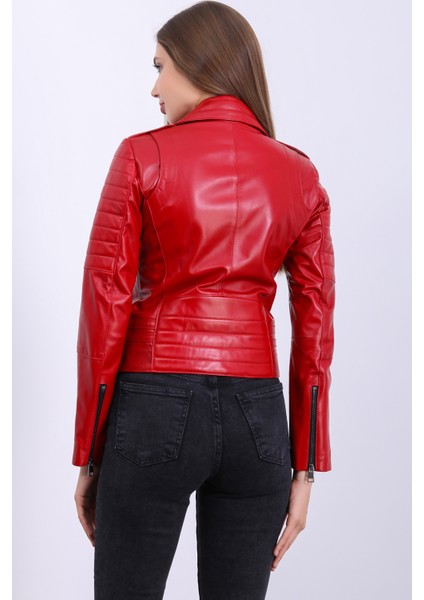 Kadın Kırmızı Hakiki Deri Mont fırsatları