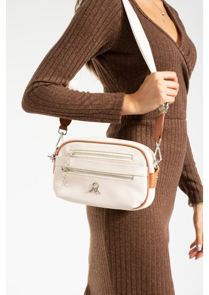 Paul Brand Yeni Sezon Mini Boy 3 Bölmeli Kadın Çapraz Omuz Çantası Krem Taba 23X16CM PBM630 fiyatları