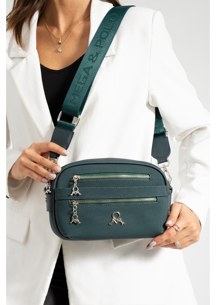 Paul Brand Yeni Sezon Mini Boy 3 Bölmeli Kadın Çapraz Omuz Çantası Petrol Yeşili 23X16CM PBM630