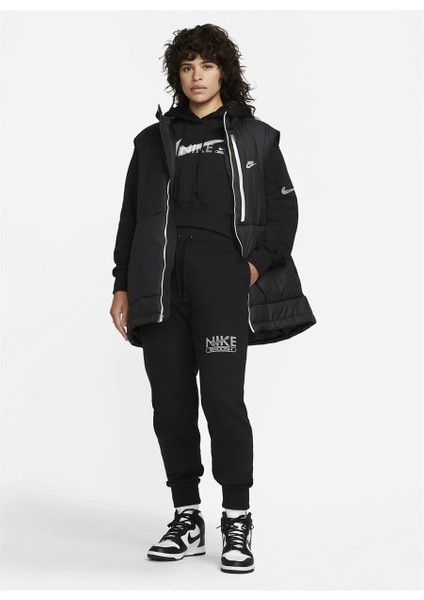 Sportswear Swoosh High-Waist Fleece Siyah Kadın Uzun Düz Eşofman Altı DR5615-010
