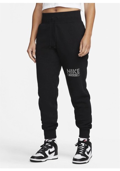 Sportswear Swoosh High-Waist Fleece Siyah Kadın Uzun Düz Eşofman Altı DR5615-010 fiyatları