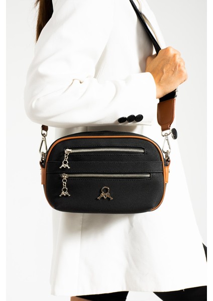 Mega Bag Siyah Taba Yeni Sezon Mini Boy 3 Bölmeli Kadın Çapraz Omuz Çantası 23X16CM MDM630 fiyatları