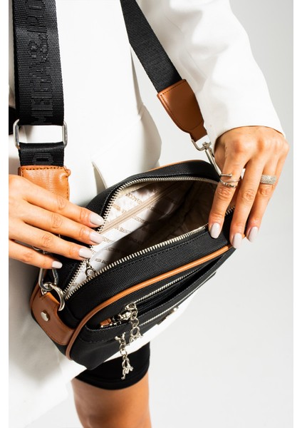 Mega Bag Siyah Taba Yeni Sezon Mini Boy 3 Bölmeli Kadın Çapraz Omuz Çantası 23X16CM MDM630 fırsatları
