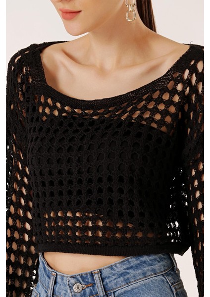 Delikli Crop Kazak fırsatları