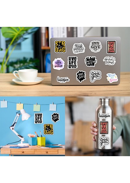 Motivasyon Temalı Sticker Etiket Seti -6 Notebook - Tablet - Duvar Sticker - Bullet Journal - Scrapbook - Ajanda - Günlük Süsleme